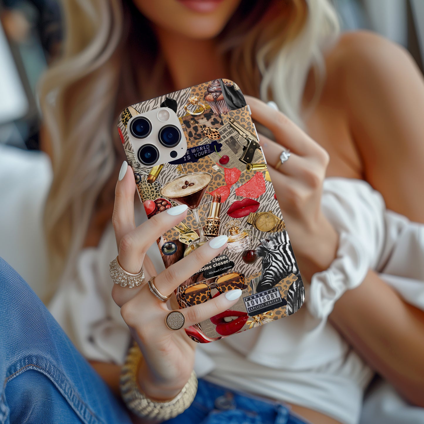 Girl Holding Mob Wife Aesthetic Scrapbook Collage Phone Case by Artscape Market