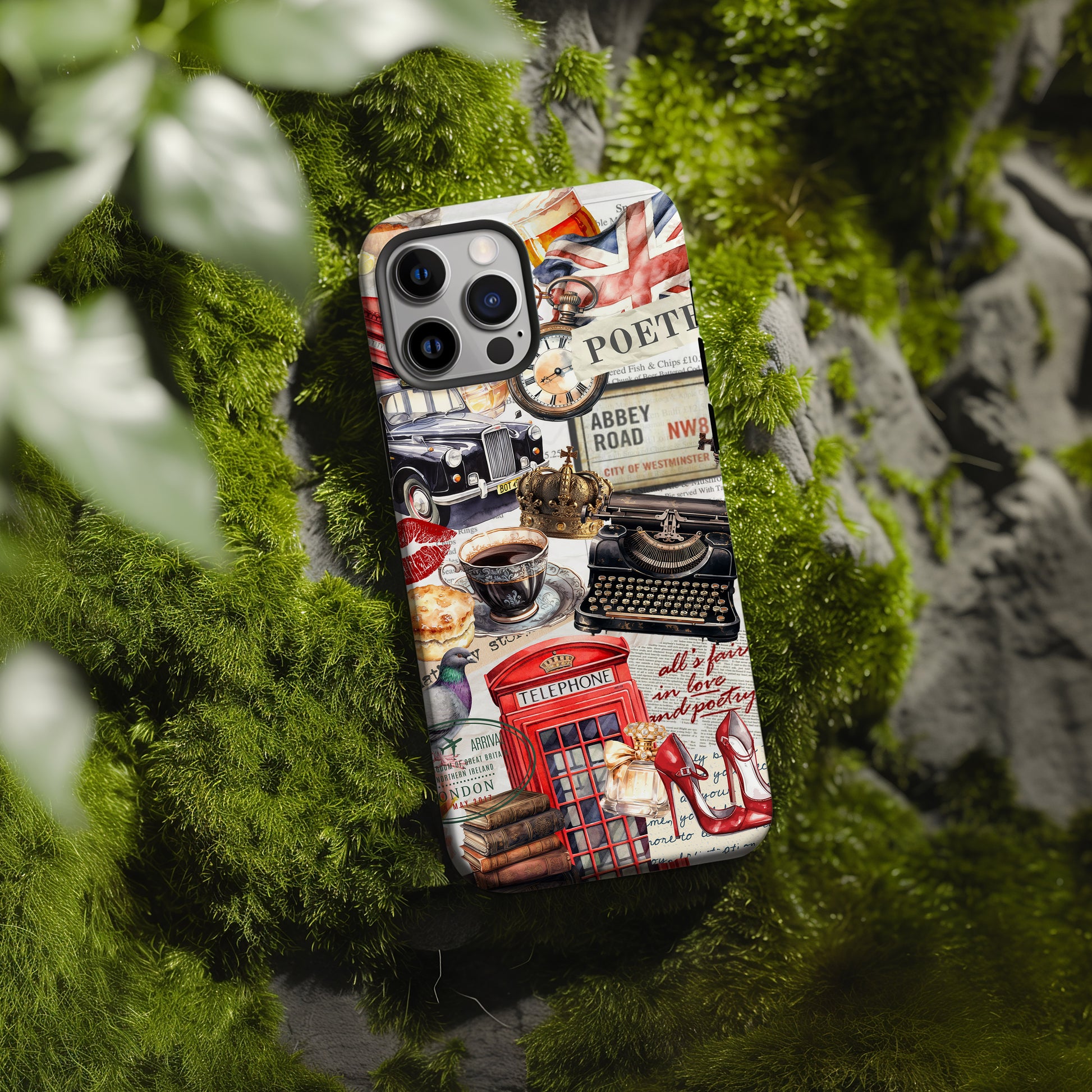 moss rock So Long London Tortured Poets Department Collage Phone Case by Artscape Market